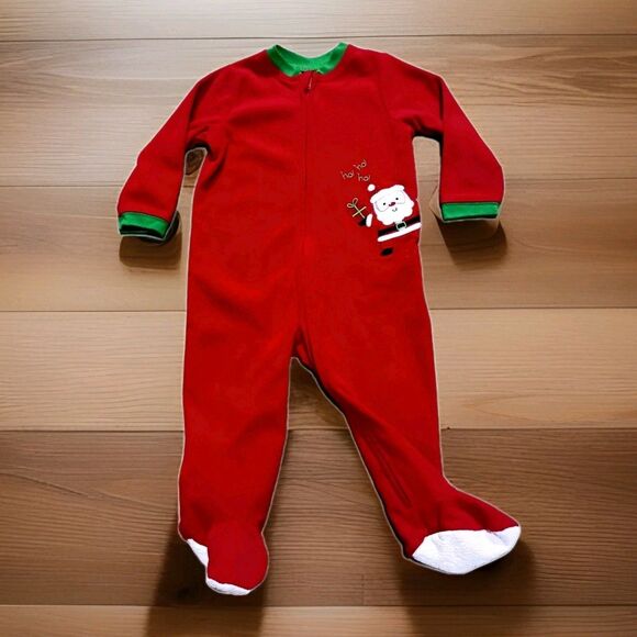 Little Me Toddler Boy Clothes 18 Months Christmas Santa Claus Fleece Zippered - Picture 1 of 4